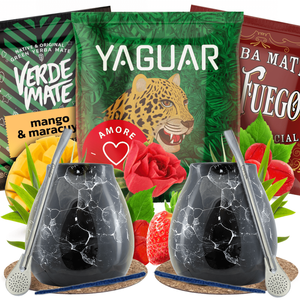 Yerba Mate setti kahdelle Matero Marmol 3x50g