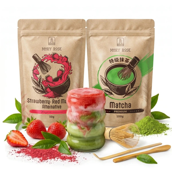 Setti värikkääseen Matcha Latteen: Matcha + Red Matcha + tarvikkeet