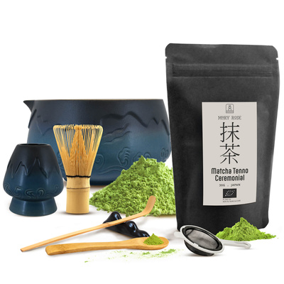 Seremoniallinen setti matcha-teen valmistukseen: japanilainen luomu matcha 30g + tarvikkeet