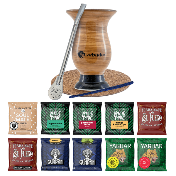 Yerba Mate Set 10x50g Calabash Bombilla 500g