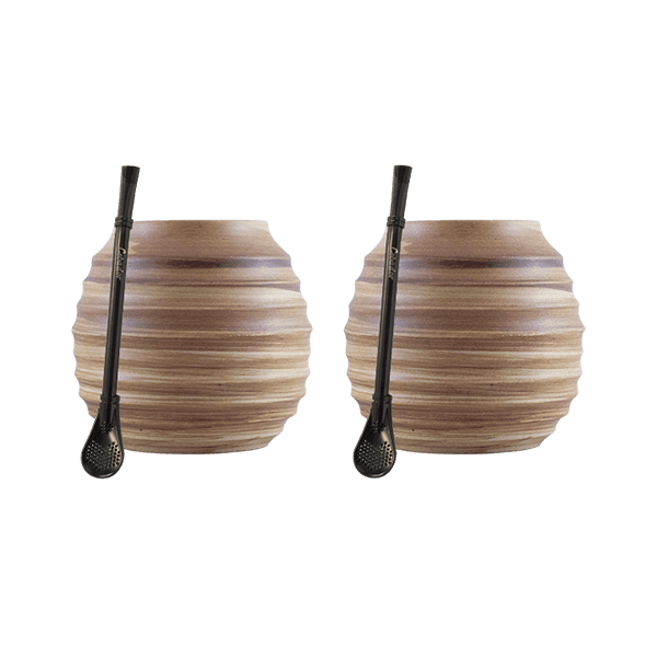 Yerba Mate tarvikesarja: 2x Calabash + 2x Bombilla