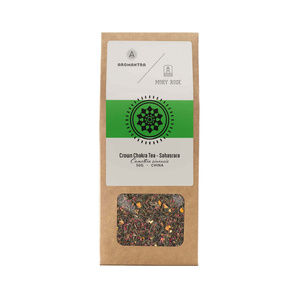 Kruunu chakran (Sahasrara) setti: chakra tee + maaginen jalokivi.