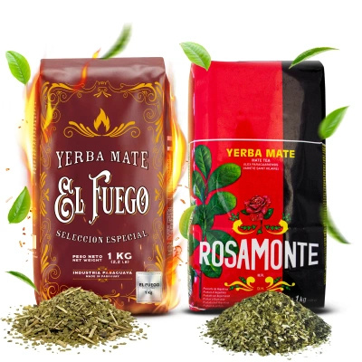 Yerba Mate Elaborada -setti: El Fuego 1kg + Rosamonte 1kg