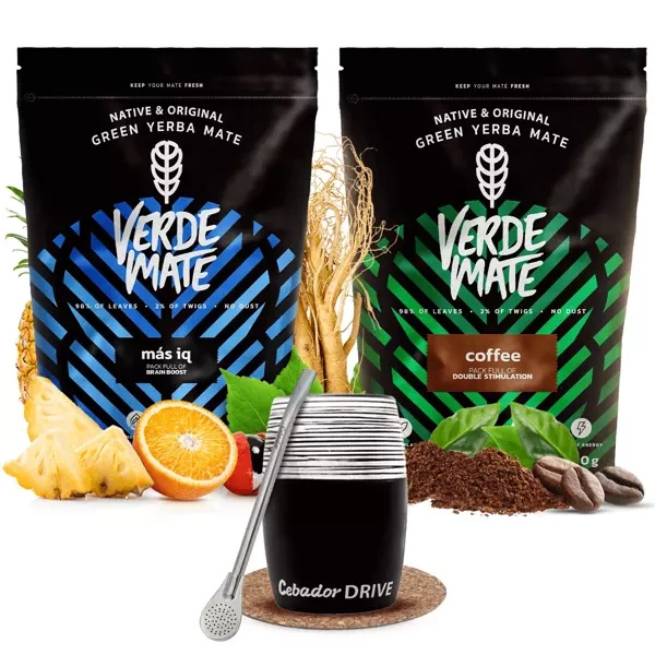 Yerba mate-setti Verde Mate-kalabassi Drive bombillaa varten