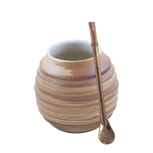 Keraaminen Mate Cup - Honey Model + Bombilla Gringo Rose Gold