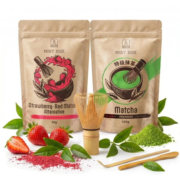 Setti värikkääseen Matcha Latteen: Matcha + Red Matcha + tarvikkeet
