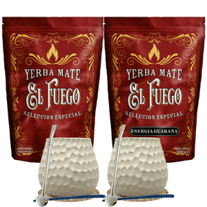 Aloitussetti kahdelle Yerba Mate El Fuego 2×500g + 2× Mate Gourd + 2× Bombilla