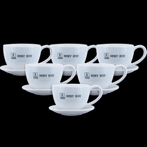 6 KUPPIA JA LAUTASET, KAHVI, TEE, TEE