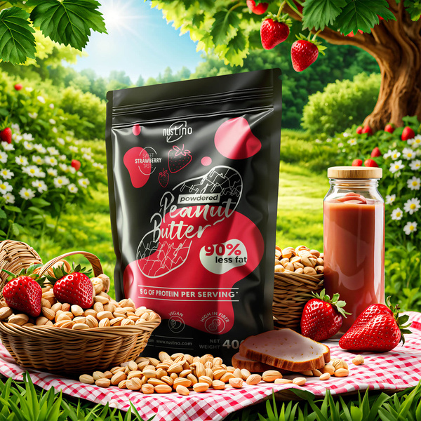 Nustino - maapähkinävoijauhe - Mansikka 400g