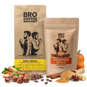 Pumpkin Spice Latte -setti: kahvi Bro Coffee Roastery Brazil Cerrado 1kg + Pumpkin Spice Latte Mix 100g