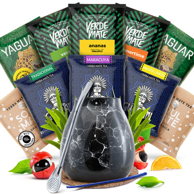 Yerba Mate aloitussetti Calabash Bombilla 10x50g