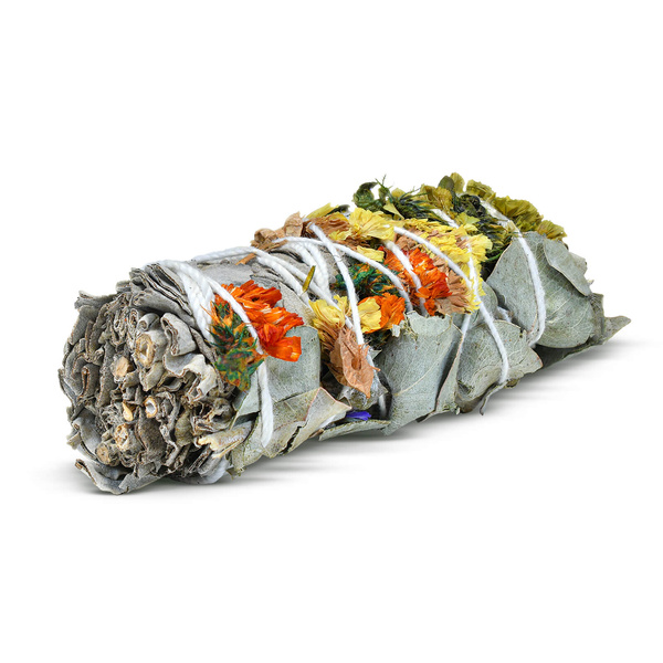 Meditaatiosetti: valkoinen salvia suitsuke + keltainen kalsiitti