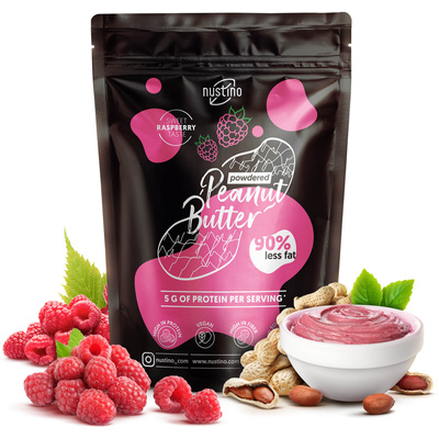 Nustino - Maapähkinävoijauhe - Vadelma (ilman lisättyä sokeria) 400g
