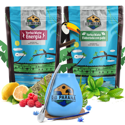 Yerba Mate setti Rio Parana Energia Elaborada 2x500g + tarvikkeet