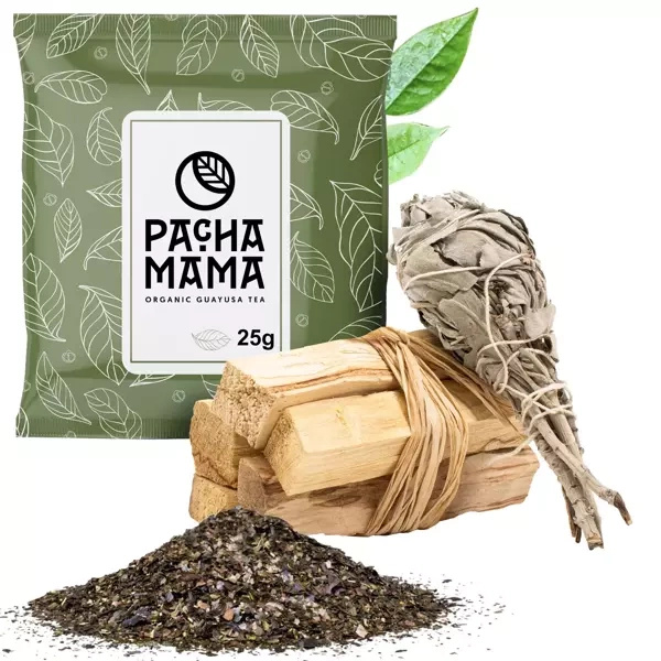 Palo santo suitsukesarja + Salvia nippu + Guayusa