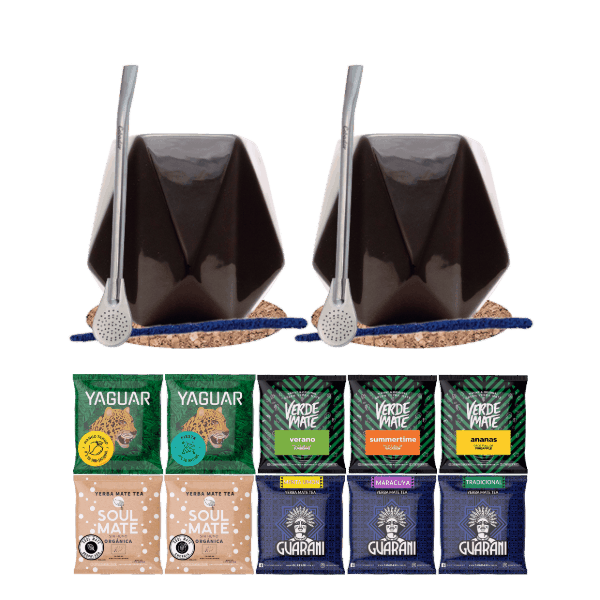 Yerba Mate Set 10x50g 2x Calabash + 2x Bombilla