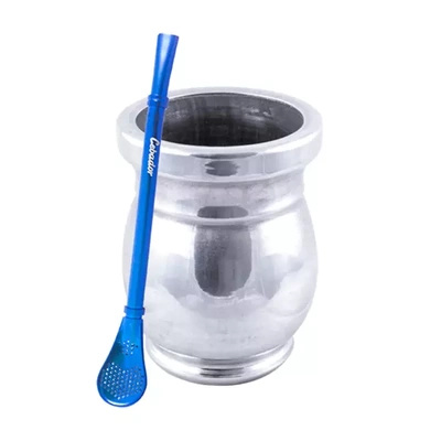 Palo Santo Mate Cup + Bombilla Gringo Sininen