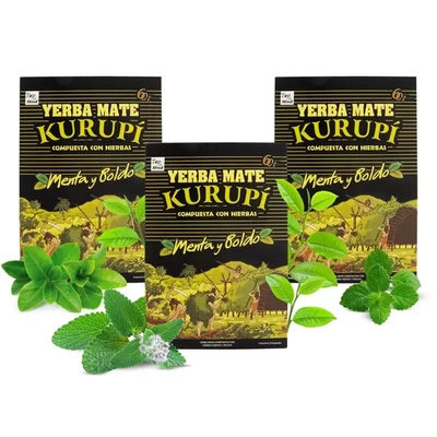 Yerba Mate Kurupi Menta Boldo 3x500g 1500g 1500g