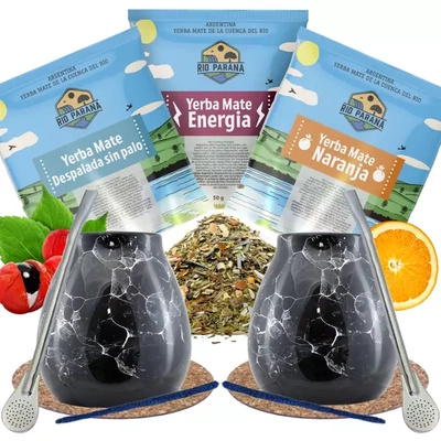 Yerba Mate setti kahdelle Calabash + Bombilla