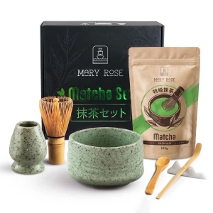 Lahjasetti: premium-matcha + matchawan + bambustarvikkeet