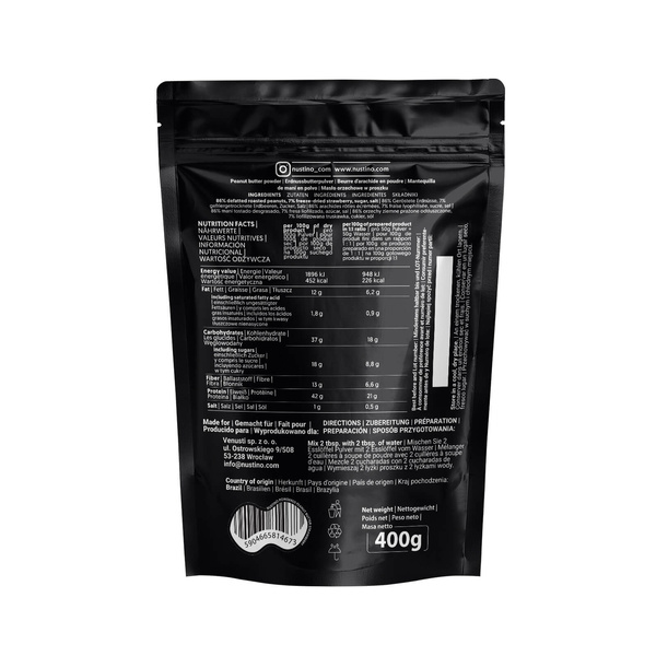 Nustino - maapähkinävoijauhe - Mansikka 400g