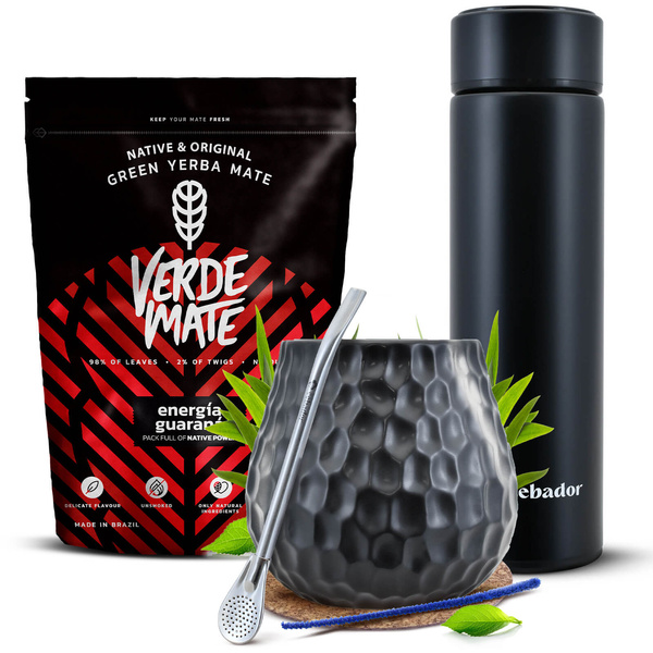 Yerba Mate Set Verde Mate 400g 0,4kg Thermos LED Thermos LED
