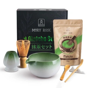 Lahjasetti: premium-matcha + matchawan + bambustarvikkeet