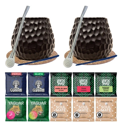 mate tee Kahden hengen setti Bombilla Gourd 10x50g