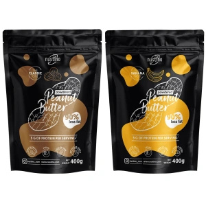 Maapähkinävoijauhesarja Nustino: Classic + Banana 2x400g