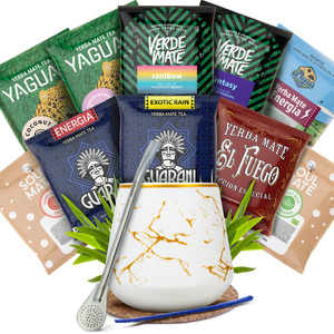 Yerba Mate -setti: näytteet 10x50g + 2× Kalebassi + 2× Bombilla