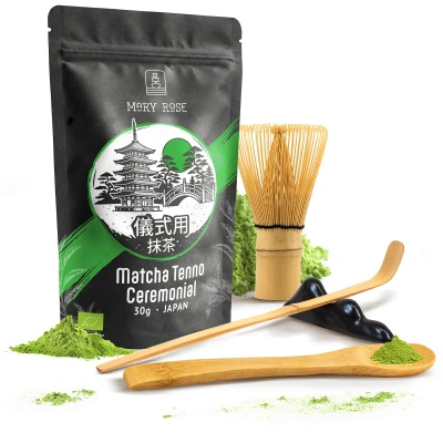 Seremoniallinen setti matcha-teen valmistukseen: japanilainen luomu matcha 30g + tarvikkeet