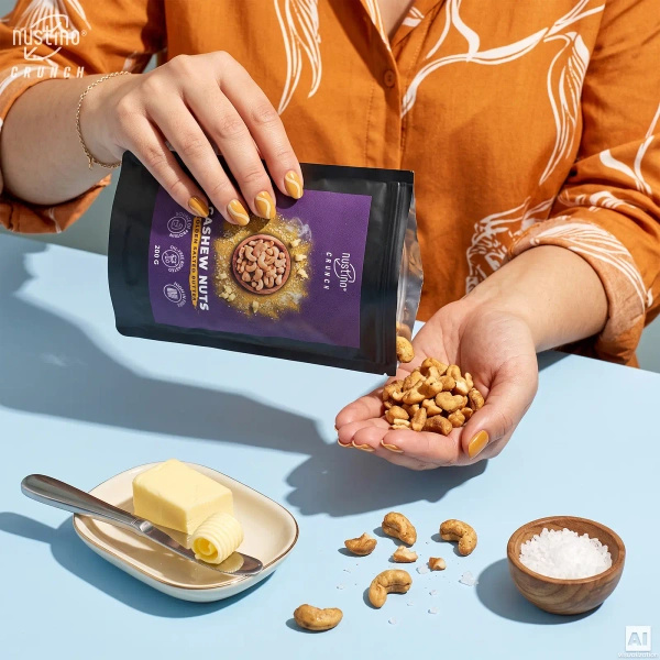 Nustino Crunch – Paahdetut cashewpähkinät – Golden Salted Butter 200 g