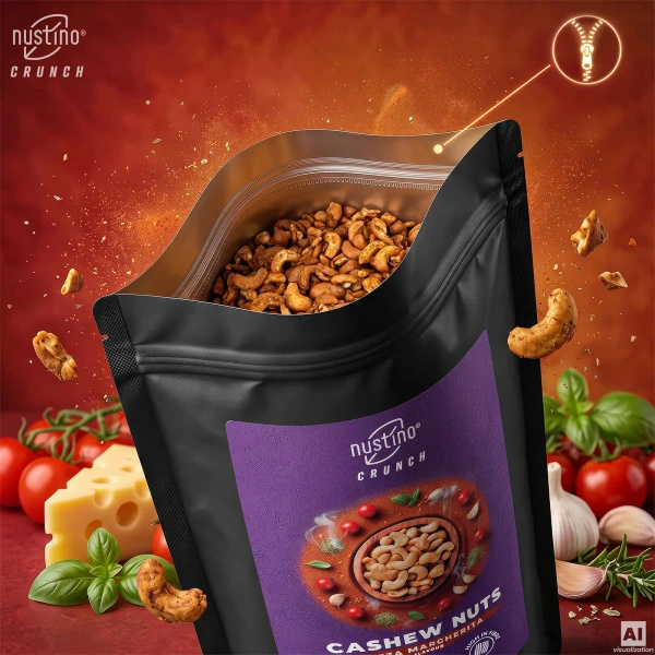 Nustino Crunch – Paahdetut cashewpähkinät – Pizza Margherita Flavour 200 g