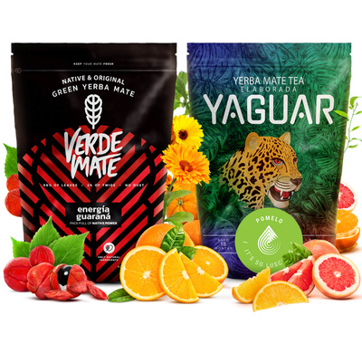 Yerba Mate Set: Mate + Yaguar 2x500g 1kg: Verde Mate + Yaguar 2x500g 1kg