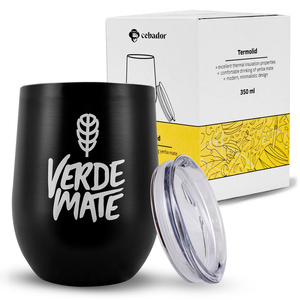 TermoLid – lämpömuki yerba matelle kannella – Verde Mate (musta) – 350 ml