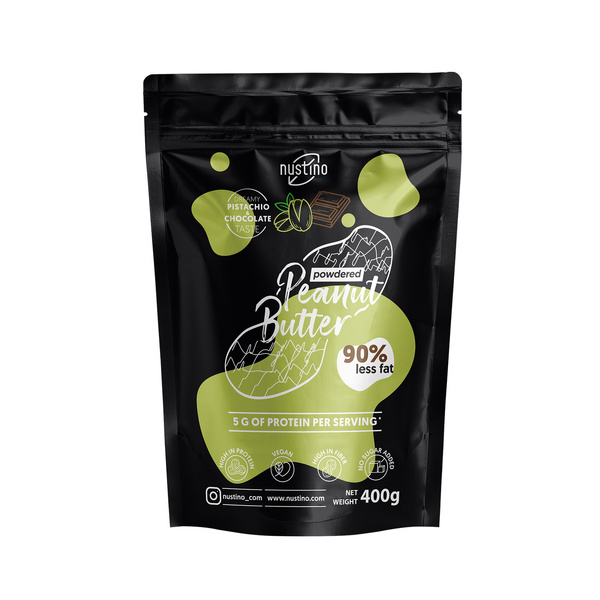 Nustino – Maapähkinävoi jauheena – Pistachio & Chocolate (ei lisättyä sokeria) 400 g