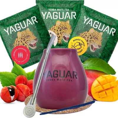 Set Yerba Mate Guarana BIG Calabash Bombilla Bombilla