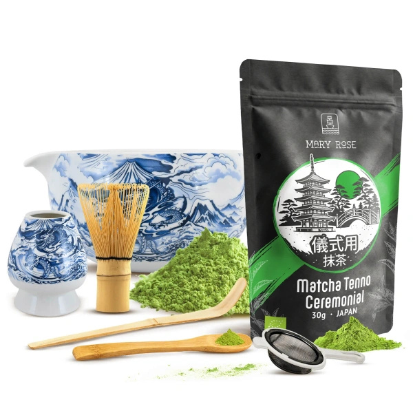 Seremoniallinen setti matcha-teen valmistukseen: japanilainen luomu matcha 30g + tarvikkeet