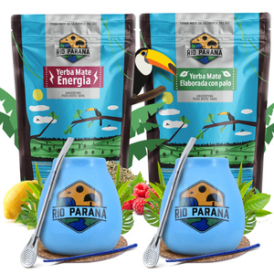 Yerba Mate Rio Parana Kahden hengen setti Calabash Bombilla 1000g