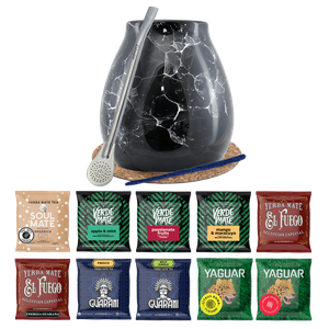 Yerba Mate setti 10x50g Calabash Marmol Bombilla