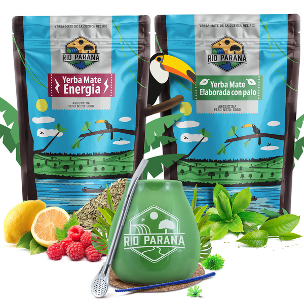 Yerba Mate setti Rio Parana Energia Elaborada 2x500g + tarvikkeet