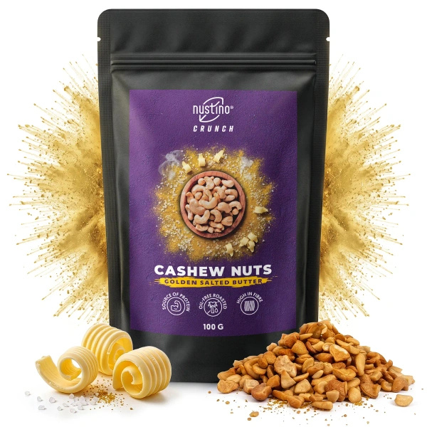 Nustino Crunch – Paahdetut cashewpähkinät – Golden Salted Butter 100 g
