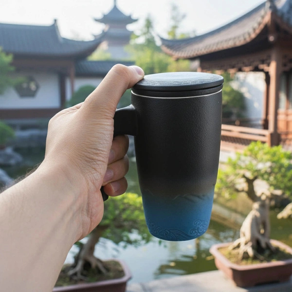 Keraaminen kuppi kannella ja infuusorilla Mystea 300ml