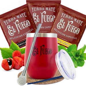 Yerba Mate El Fuego -setti: näytteet 3x50g + TermoLid + Bombilla