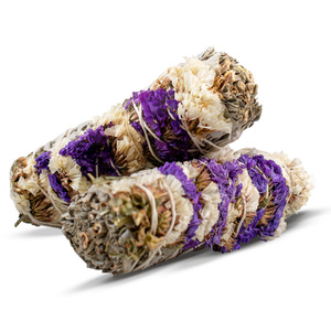 Valkoinen salvia violetilla ja valkoisella Sinuatalla - suitsutus 20-30g (nippu).