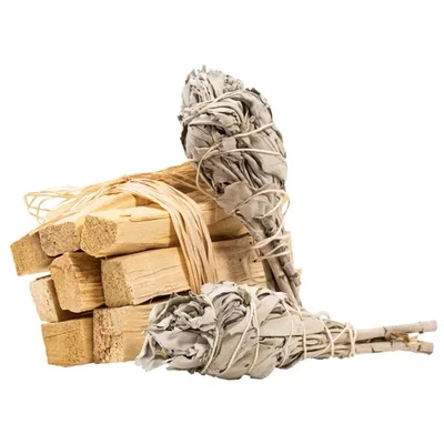2 x Valkoinen salvia nippu + Palo Santo 100g setti.