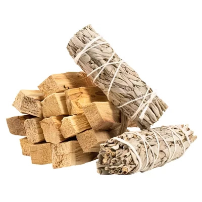 2 x Valkoinen salvia rulla + Palo santo 200g setti