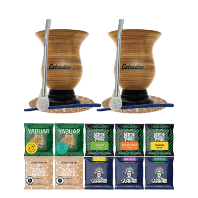 Yerba Mate Set 10x50g 2x Calabash + 2x Bombilla