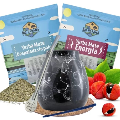 Yerba Mate tarvikesarja Calabash + Bombilla