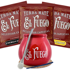 Yerba Mate El Fuego Calabash Bombilla aloitussetti